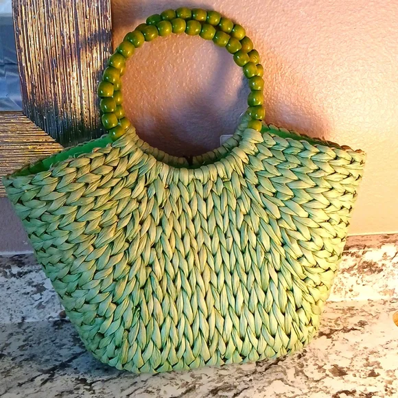 🌴 Straw Studios NWT green bag tote purse 👜 - Picture 9 of 11